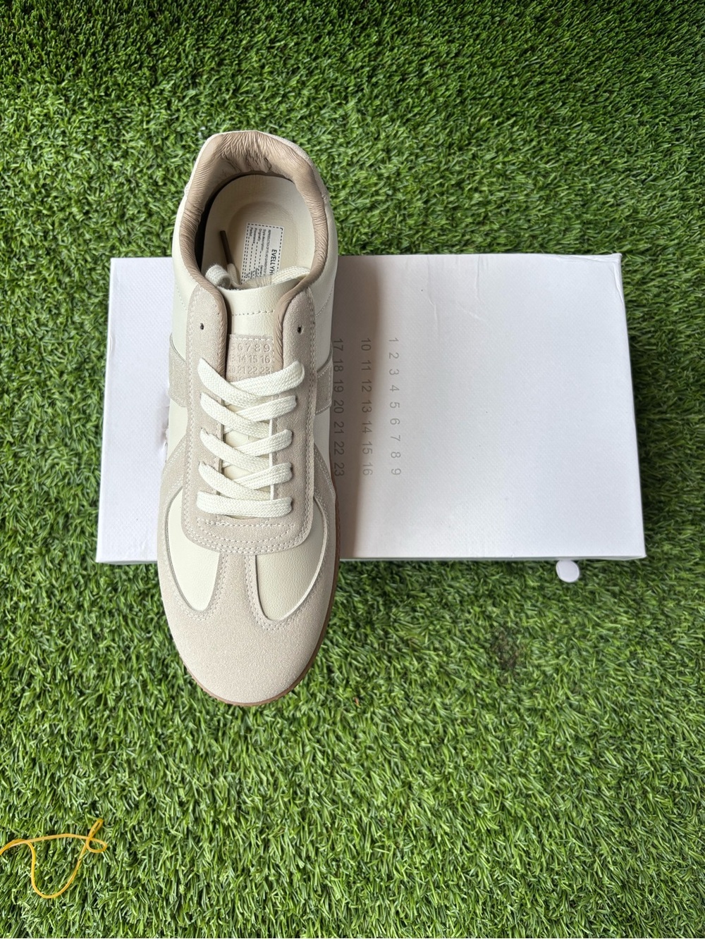 Men's Low-Top Casual Sneaker in Cream and Tan